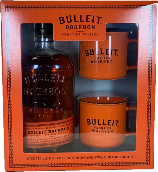 Bulleit 750ml bottle of Bourbon w/2 Coffee Mugs Gift Set